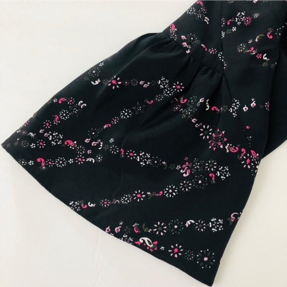 NWT Topshop Floral Star Print Blouse, Long Ruched Sleeve Tie Neck Women Size 6 - Picture 8 of 13